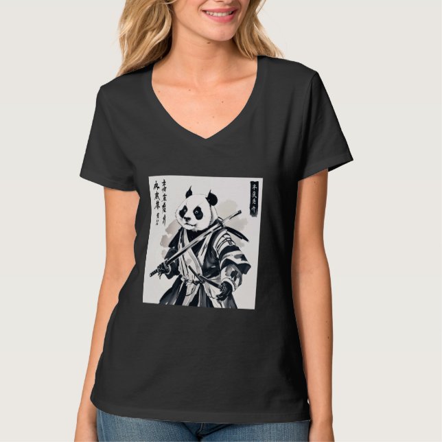 Camiseta samurai panda gráfico warrior tee japonês (Frente)
