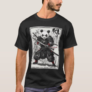 Camiseta Samurai Panda Graphic Warrior Japonês Anime Ukiyo