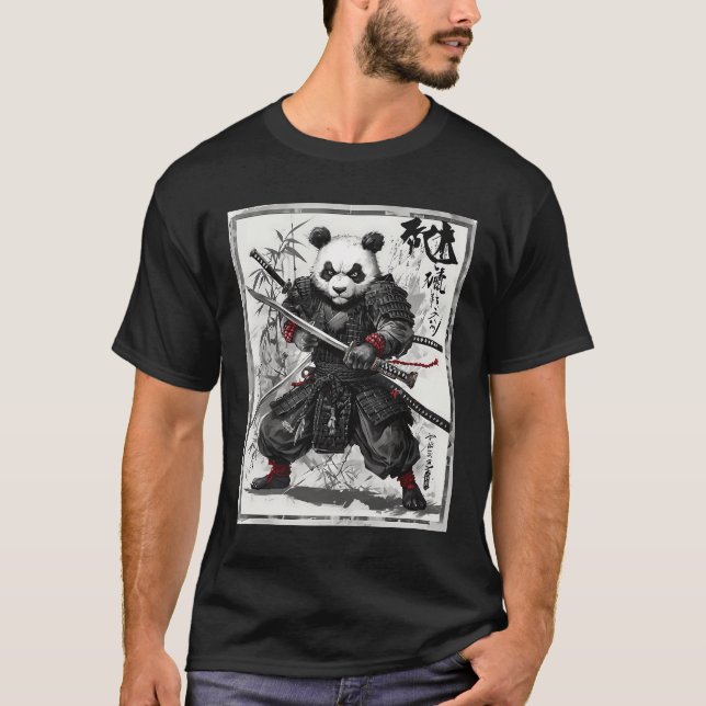 Camiseta Samurai Panda Graphic Warrior Japonês Anime Ukiyo (Frente)