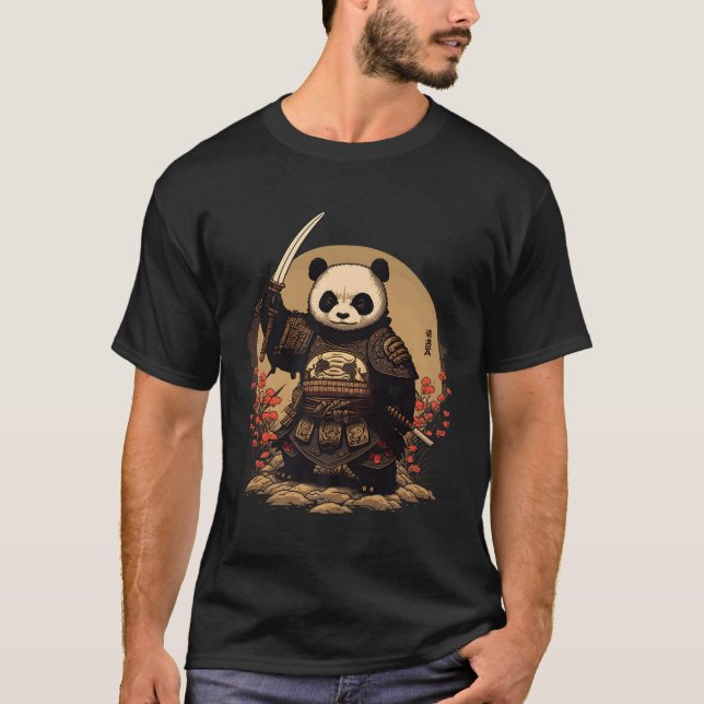 Camiseta Samurai Panda Warrior Japonês Ninja Panda Kawaii (Frente)