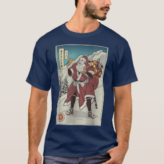 Camiseta Samurai Papais noeis Feliz Ukiyoe de Natal 