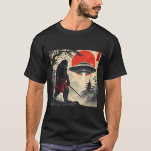Camiseta Samurai Pé Grande Ufo Japonês Gráfico Vintage Ukiy