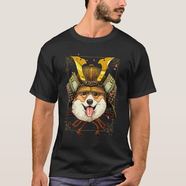 Camiseta Samurai Pembroke Welsh Corgi Dog Japanese Warrior  (Frente)
