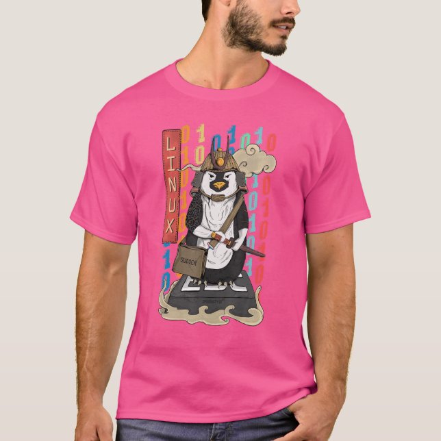 Camiseta Samurai Penguin A Linux Penguin (Frente)
