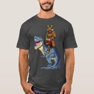 Camiseta Samurai Riding T-Rex Dinossaur Japonês Medieval Ro