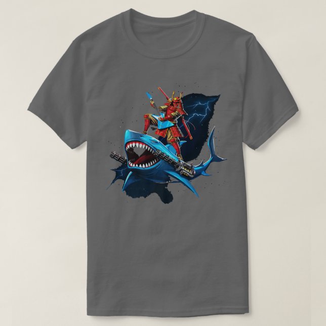 Camiseta Samurai Shark Funny (Frente do Design)