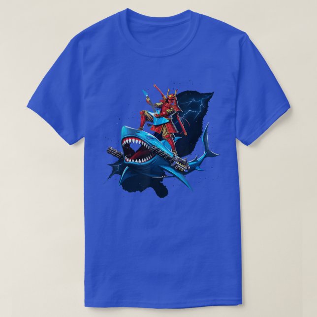 Camiseta Samurai Shark Funny pun  (Frente do Design)