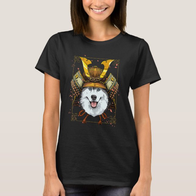 Camiseta Samurai Siberian Husky Dog  Japanese Warrior Bushi (Frente)