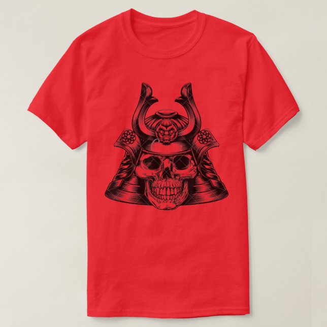 Camiseta Samurai Skull design Kabuto T-Shirt (Frente do Design)