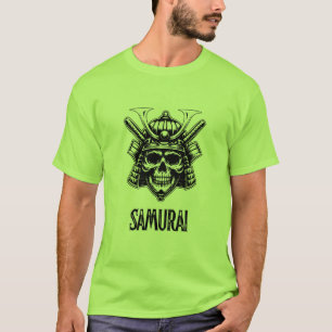 Camiseta Samurai Skull Warrior - T-shirt do Homem Negrito