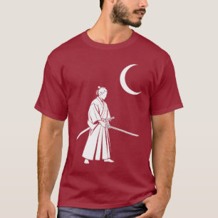 Camiseta Samurai Sob a Lua Crescente - Japão Minimalista