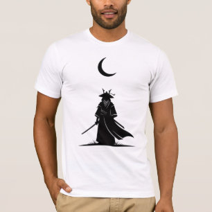 Camiseta Samurai Sob a Lua Crescente - Japão Minimalista