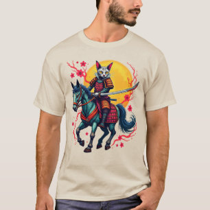 Camiseta Samurai Sphynx Cavalgando Cavalo - Flor de Cerejei