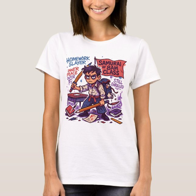 Camiseta Samurai Student Back to School Shirt (Frente)