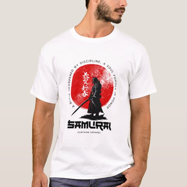 Camiseta Samurai Sunrise - Arte do Guerreiro Negrito com C  (Frente)