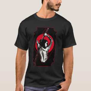 Camiseta Samurai Sword Girl afligiu o estilo japonês