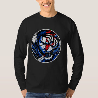 Camiseta Samurai Tiger Showdown Anime Style Samurai Japanes