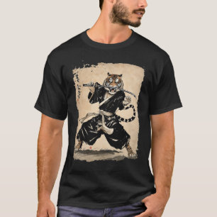 Camiseta Samurai Tiger Warrior Vintage Japonês Anime Japão