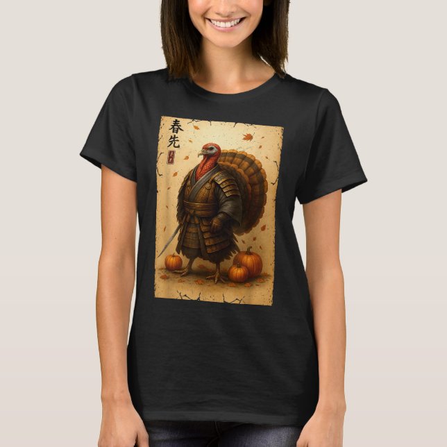 Camiseta Samurai Turkey Thanksgiving Japanese Warrior Anime (Frente)