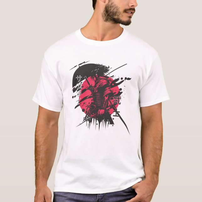 Camiseta samurai vermelha e preta (Frente)