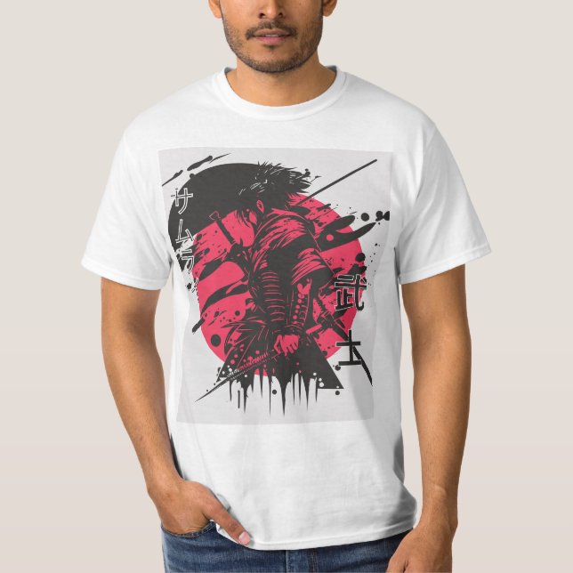 Camiseta Samurai Vermelho e Negro (Frente)