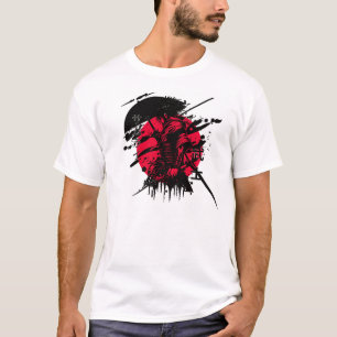 Camiseta samurai vermelho e preto