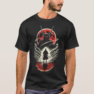 Camiseta Samurai vs Demônio - Arte de Tatuagem de Anime Jap
