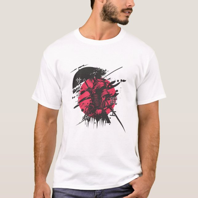 Camiseta Samurai Warrior Art T-Shirt - Japonês Ink Style M (Frente)