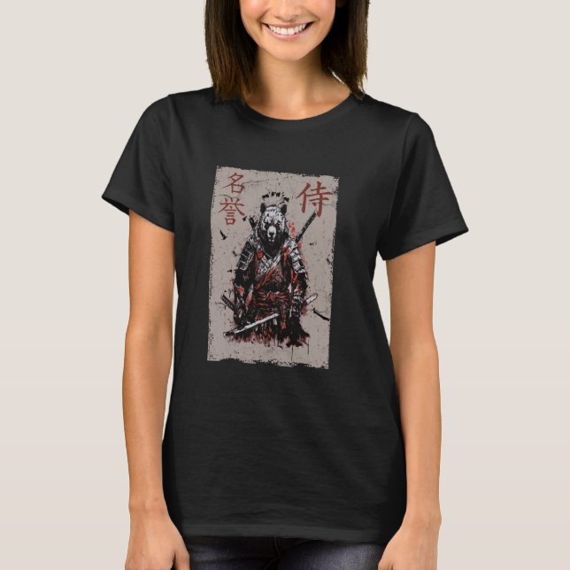 Camiseta Samurai Warrior Bear Graphic, Cool Japanese Art Be (Frente)