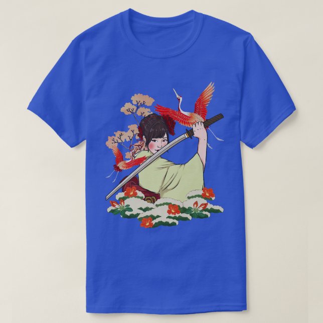 Camiseta Samurai Warrior Bushido Code Japonês Girl Swordsm (Frente do Design)