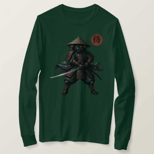 Camiseta Samurai Warrior Cat (Frente do Design)