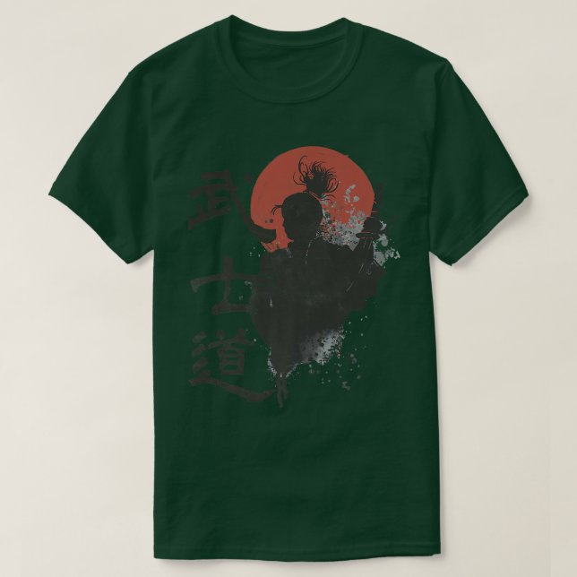Camiseta Samurai Warrior Code Bushido Japonês Kanji (2) (Frente do Design)