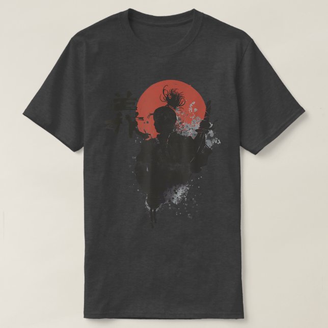 Camiseta Samurai Warrior Code Bushido Japonês Kanji GI (2 (Frente do Design)