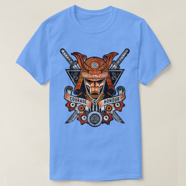 Camiseta Samurai Warrior  Courage and Honour, Bushido  (2) (Frente do Design)