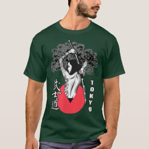 Camiseta Samurai Warrior Girl Japan Tokyo Fighting Style Cl