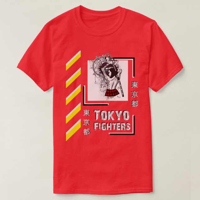 Camiseta Samurai Warrior Girl Japan Tokyo Fighting Style Cl (Frente do Design)