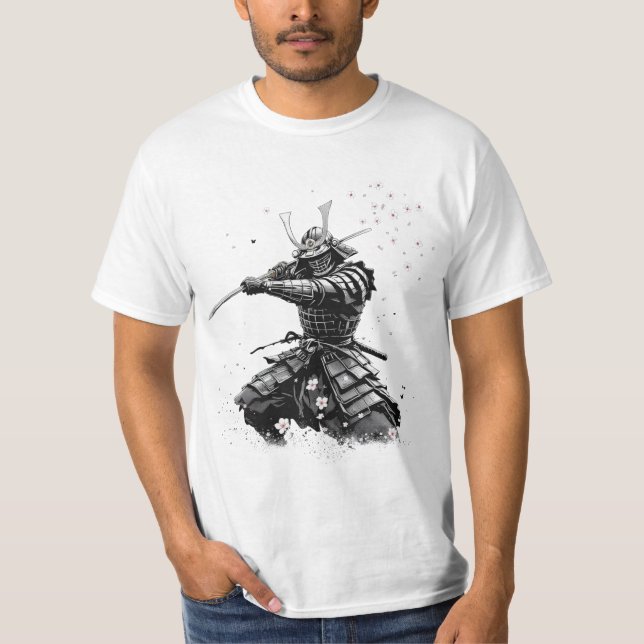 Camiseta Samurai Warrior in Action Japanese Art Ceramic  (Frente)
