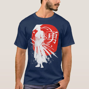 Camiseta Samurai Warrior Japonês Retro Japão Calliografia f