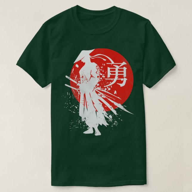 Camiseta Samurai Warrior Japonês Retro Japão Calliografia f (Frente do Design)