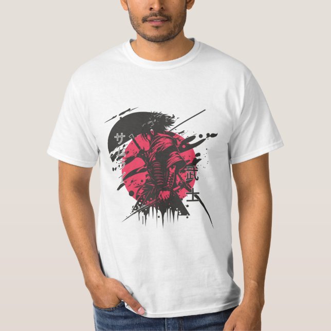 Camiseta Samurai Warrior – Red Sun Japanese Bushido Design (Frente)