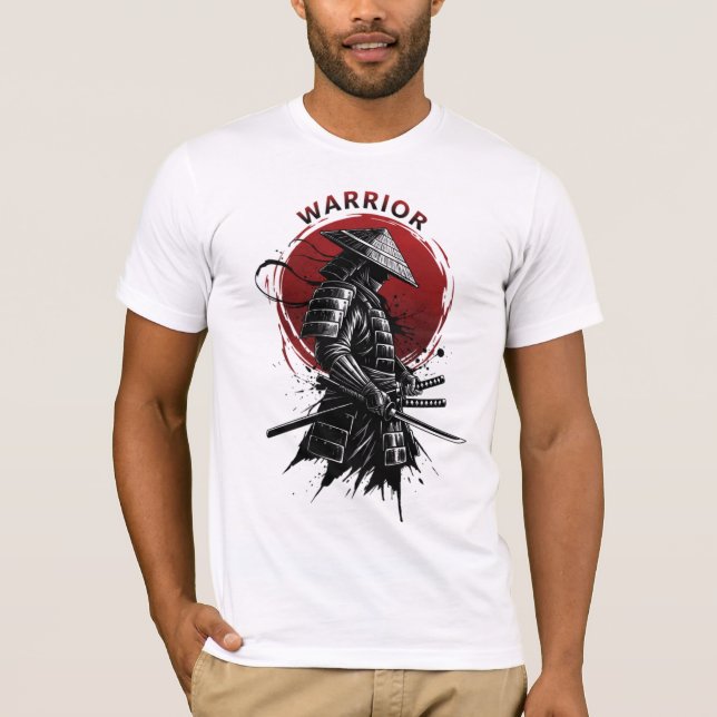 Camiseta Samurai Warrior Rising Sun Japanese Ink Style (Frente)
