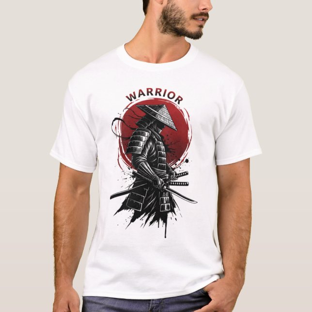 Camiseta Samurai Warrior Rising Sun Japanese Ink Style (Frente)
