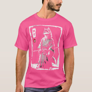 Camiseta Samurai Wolf Japonês Art Sumi-E Wolf