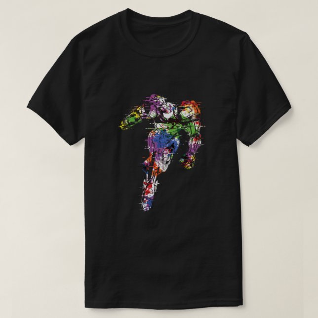 Camiseta Samus Aran - Junta-Se À Batalha! Metroid [Glitch R (Frente do Design)