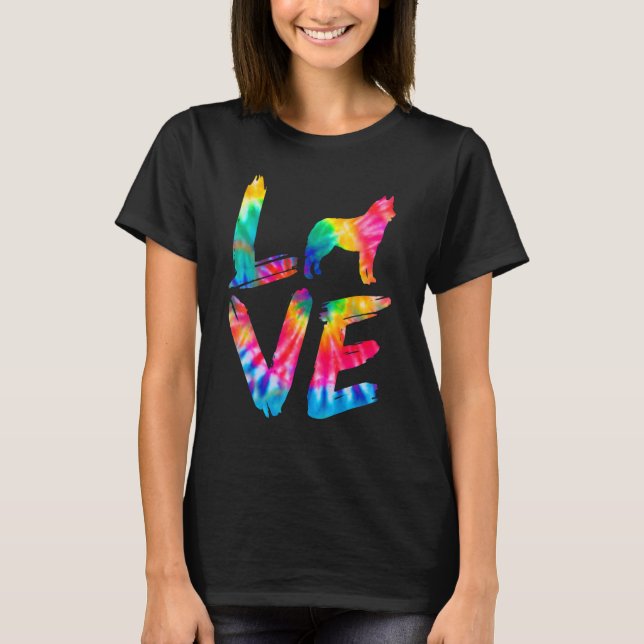 Camiseta Samusky Tie Dye Love Dog Mãe Pai (Frente)