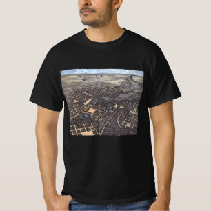 Camiseta San Antonio, Texas, Mapa Aéreo Antigo da Cidade, 1