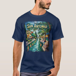 Camiseta San Antonio Texas Rio Caminhada Van Gogh Cidade Vi