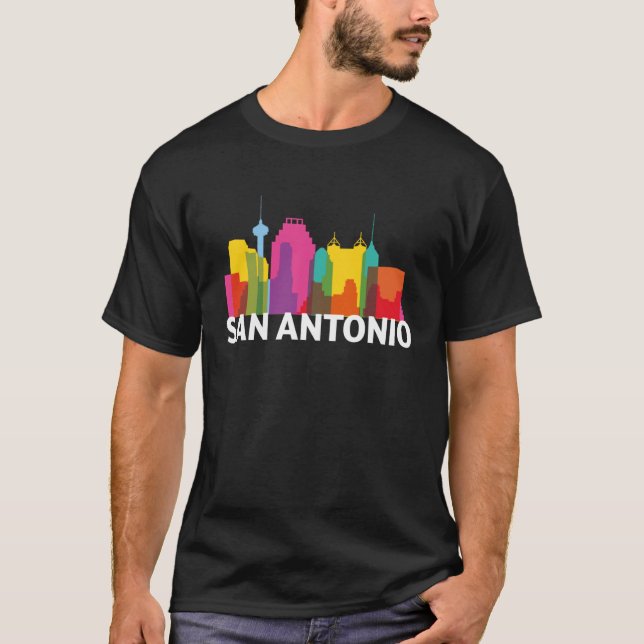 Camiseta San Antonio Texas USA Skyline Silhouette Outline S (Frente)