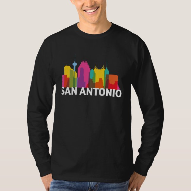 Camiseta San Antonio Texas USA Skyline Silhouette Outline S (Frente)