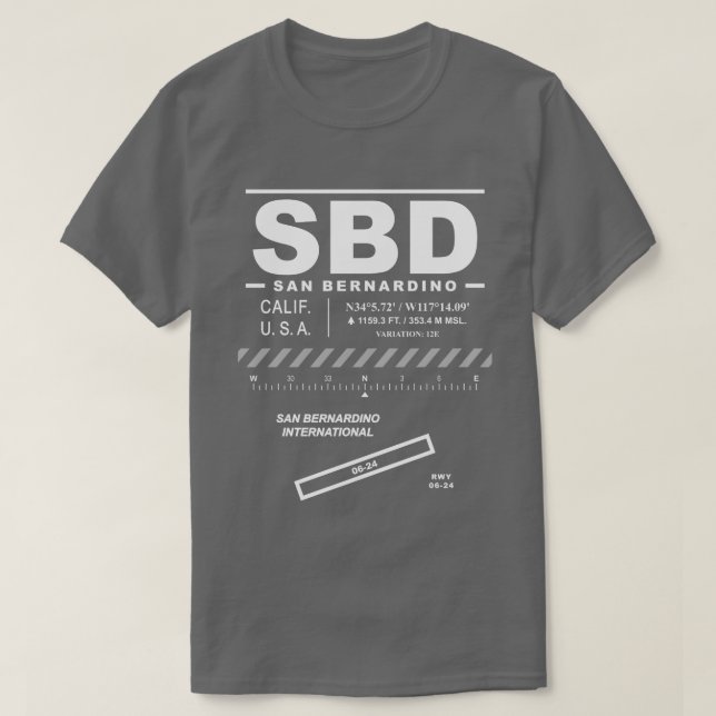 Camiseta San Bernardino Aeroporto Internacional SBD T-Shirt (Frente do Design)